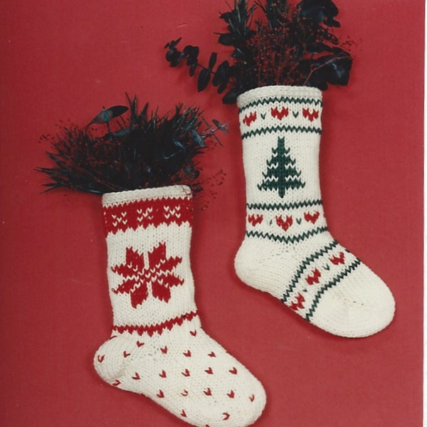 Sue Hillis Designs Duplicate Stitch Christmas Stocking Kit One Blank Stocking Needle Instructions Red Green Floss