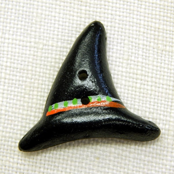 Witches Hat Ceramic Wichelt Button Sew Thru  1" x 1-1/4" Craft Scrapbooking Sewing Supply