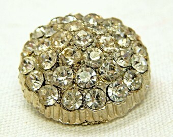 Domed Rhinestone Metal Button 22mm 7/8" Sewing Bridal Supply