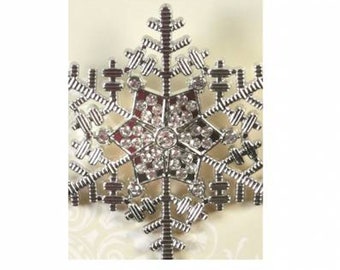 Rhinestone Snowflake Button 2" 50mm Loop Back By the Card