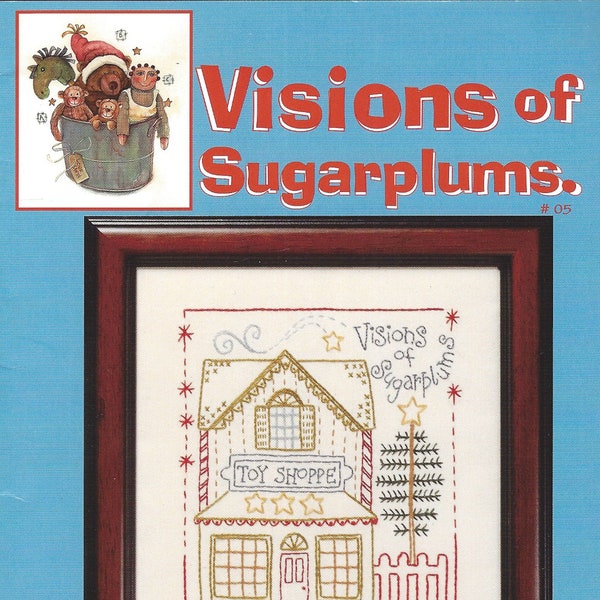 Visions of Sugarplums Embroidery Pattern Preprinted Muslin Designer Bronwyn Hayes Red Brolly