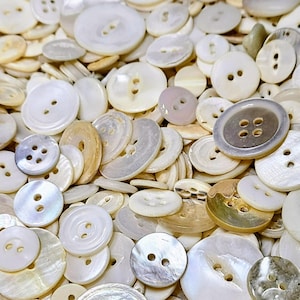 150 Shabby Shell Pearl Vintage Worn Buttons Mixed Size Lot Sewing Craft Supply