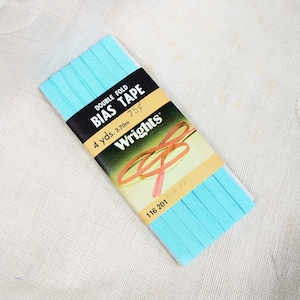 Light Blue 52 Double Fold 1/4&quot; Bias Tape Wrights Polyester Cotton Four Yards