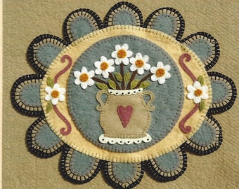 He Loves Me Candle Mat Kit Pattern Wool Felt Floss