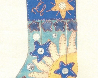 Christmas Stocking Sun and Stars Wool Felt Sewing Pattern Cheryl Kerestes Design