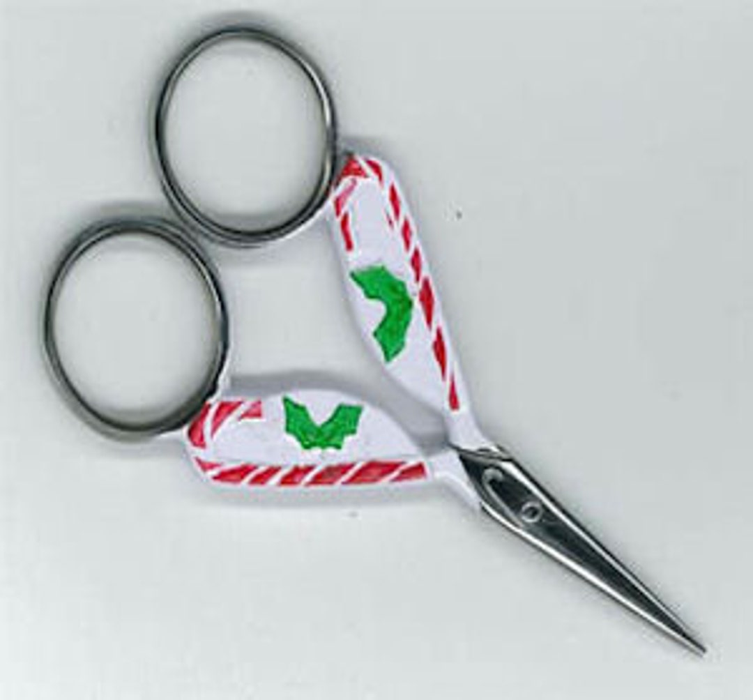 Scissors by Lynda Candy Cane Green Holly Leaf Etsy