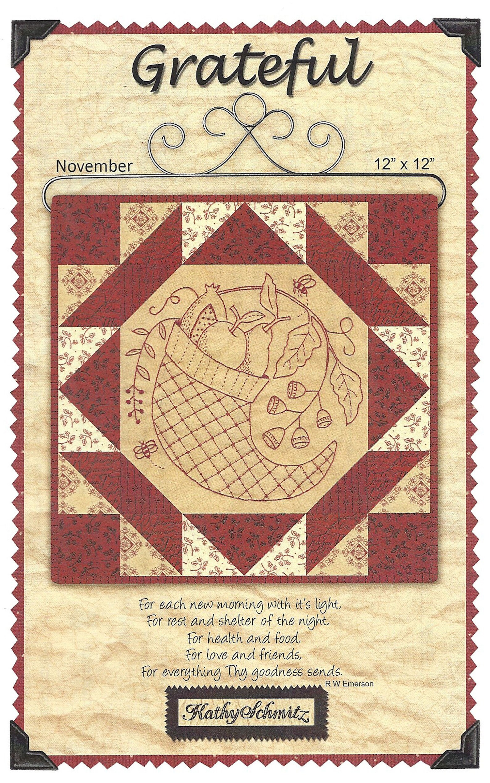 Grateful Embroidery Quilt Pattern Kathy Schmitz Studio A Patchwork Year ...