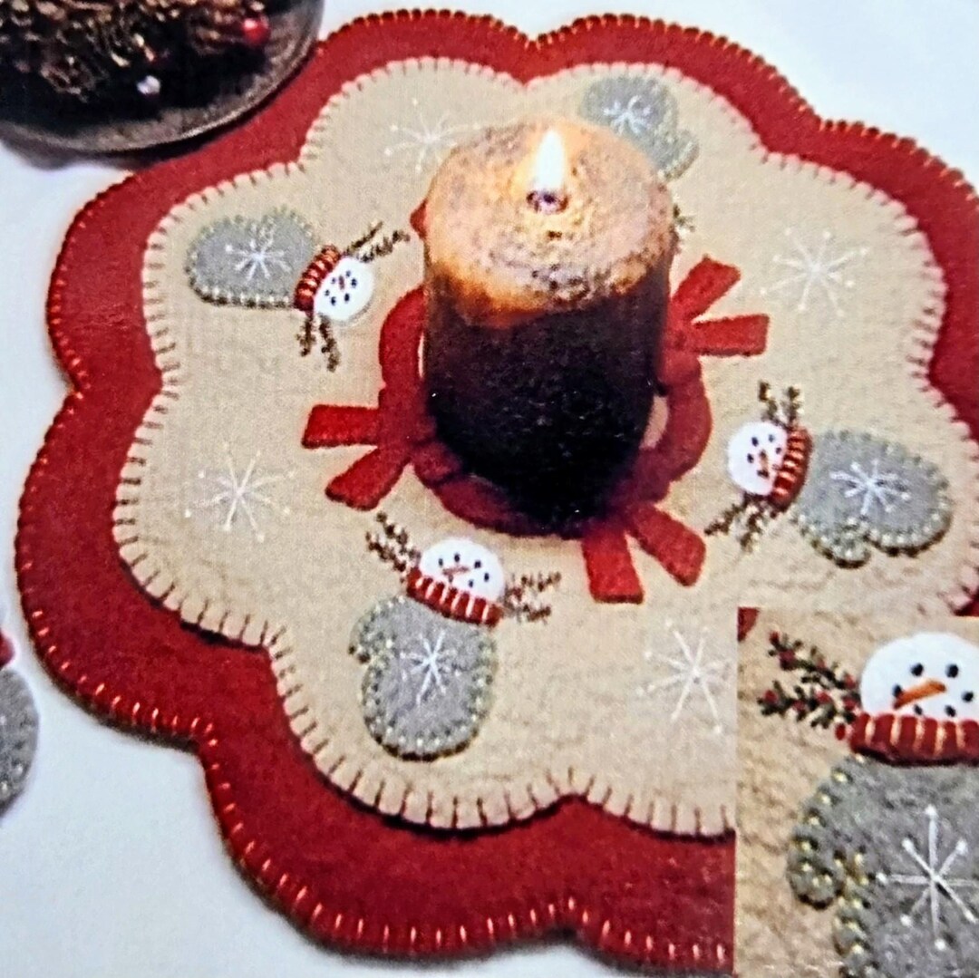 Snow Mittens Wool Felt Applique Candle Mat Sewing Pattern Penny Lane ...