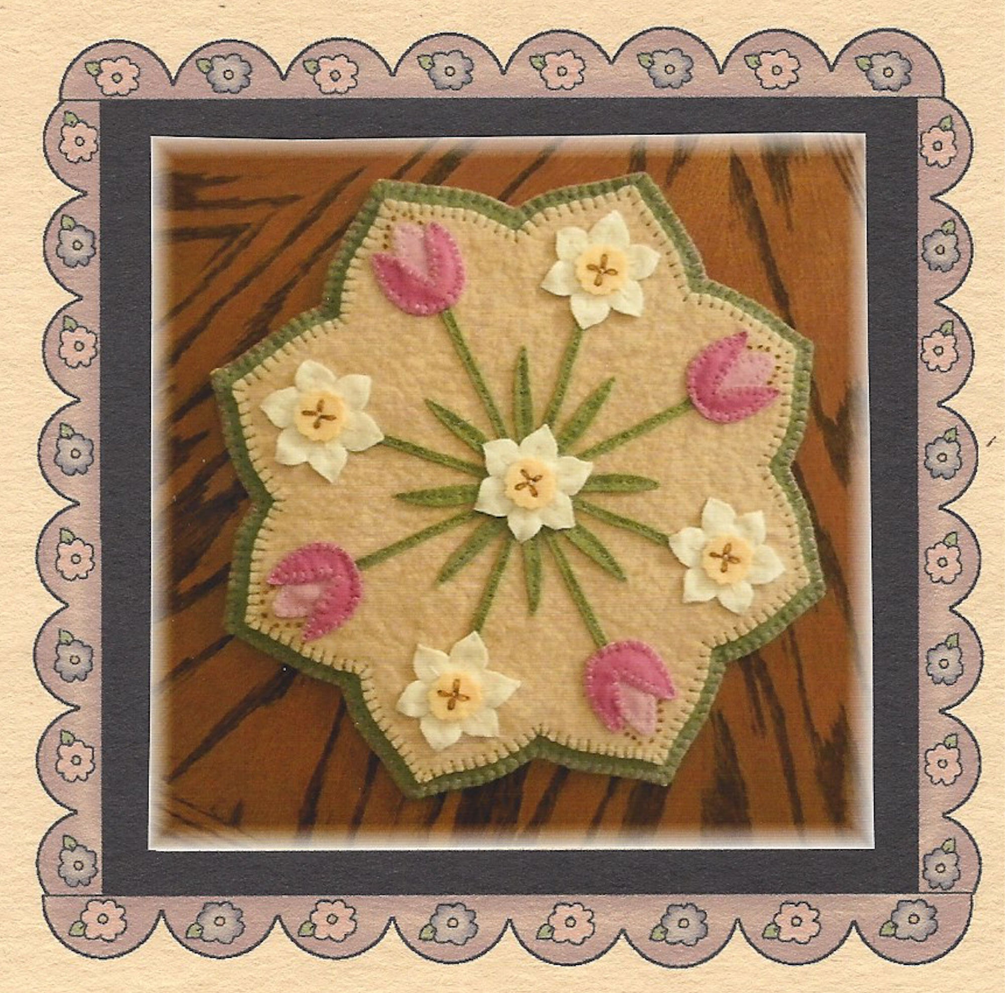 Spring Blossoms Wool Felt Candle Mat Kit Pattern Wool Felt Etsy