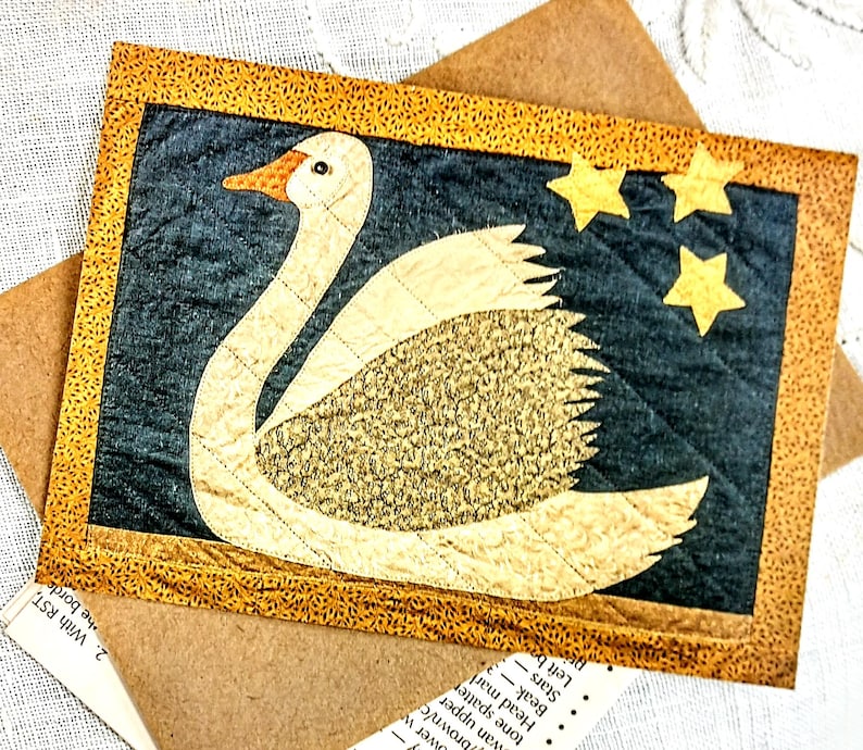Swan Quilt Pattern Note Card by Sarah Spoorer Indygo Junction Inc - Etsy