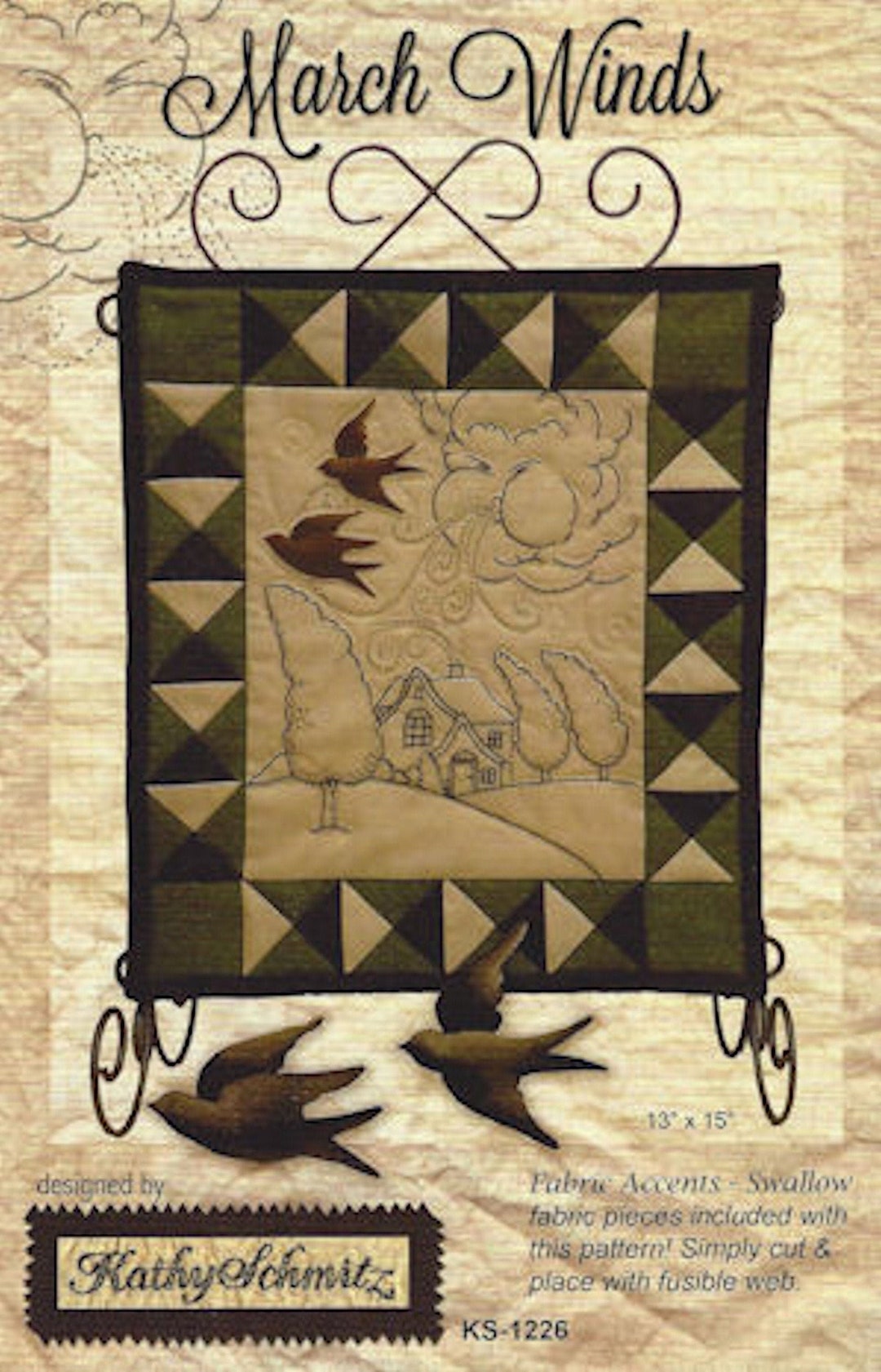 March Winds Kathy Schmitz Studio Fabric Accent Embroidery Quilting ...