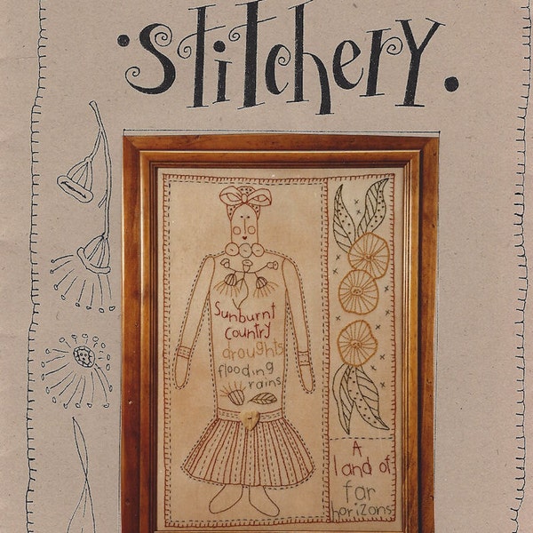 My Country Embroidery Pattern Ready to Stitch Muslin Designers Wendy Brigg Bronwyn Hayes