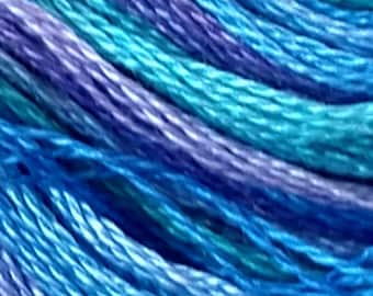 Blues Purple Lecien Seasons Six Strand Variegated Cotton Embroidery Floss Color 8056 Eight Meters By the Skein
