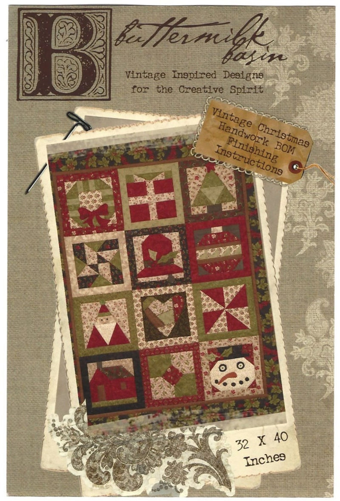 Buttermilk Basin Vintage Christmas Handwork Block of the Month Quilting
