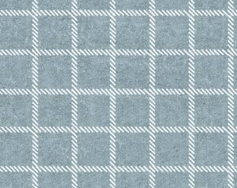 She Who Sew Home Decor Blue Windowpane Plaid Fabric 100% Cotton 57"/58" Width Riley Blake Janet Wecker-Frisch By the Yard