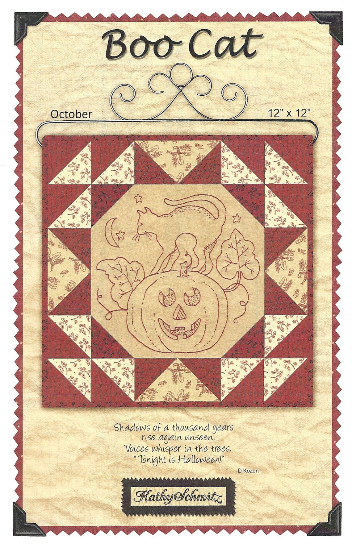 Boo Cat Embroidery Quilting Pattern Kathy Schmitz Studio A Patchwork ...