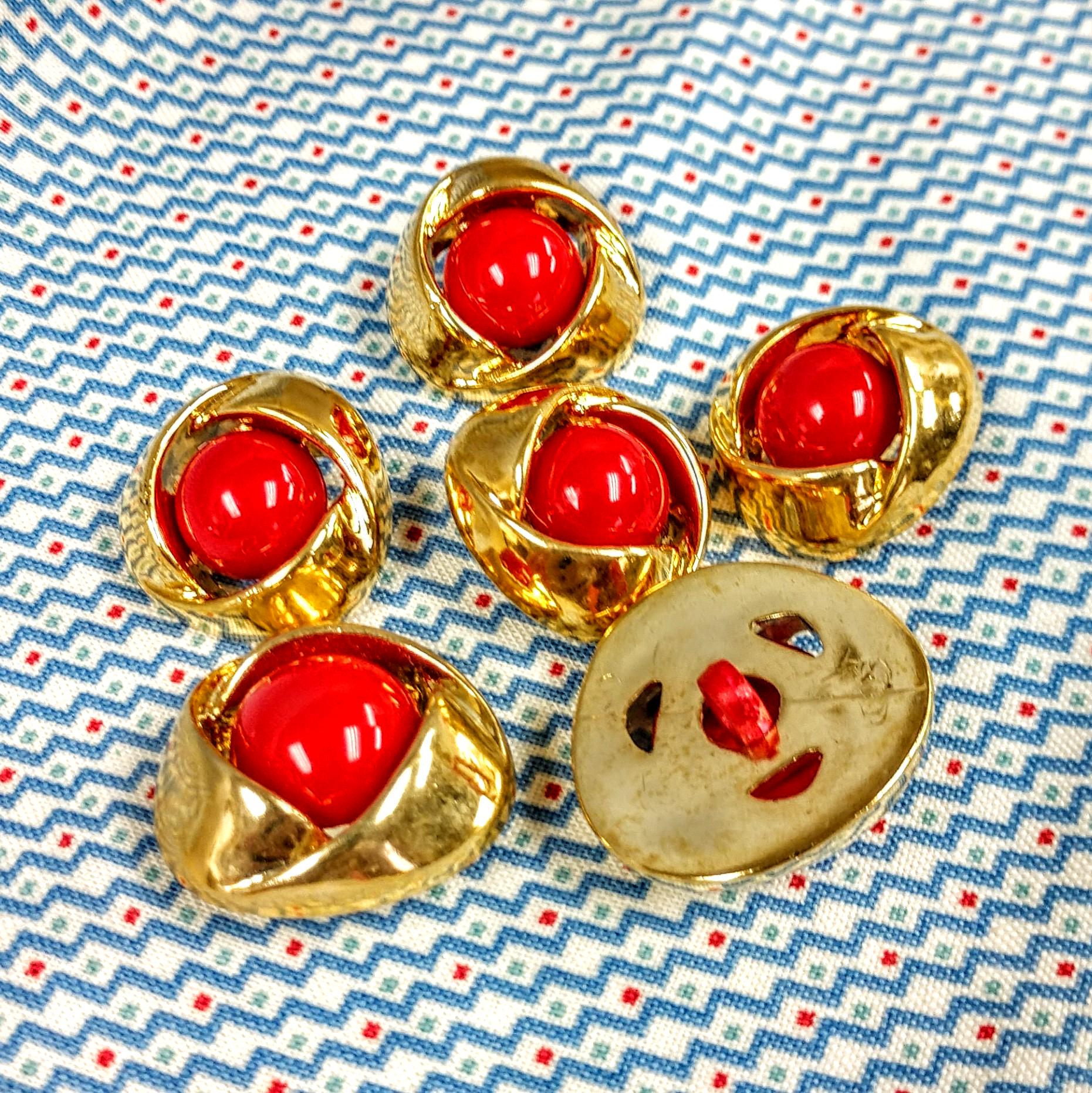 Stream Line Gold Buttons Red & Gold Streamline Plastic Buttons – Mixed Size Sewing Supply (6pc ...