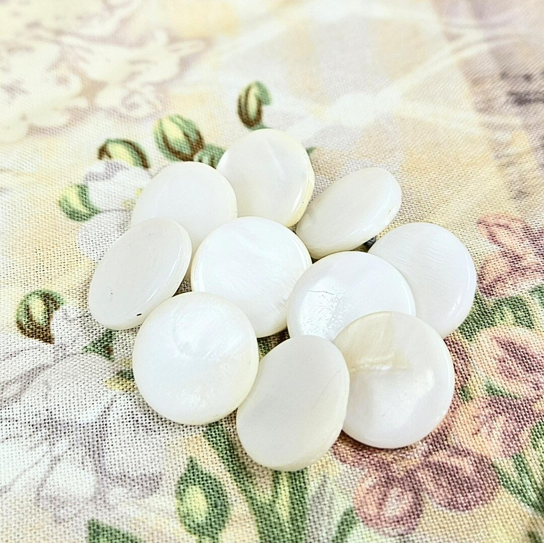 Ten Mother of Pearl Metal Wire Loop Buttons 15mm 5/8