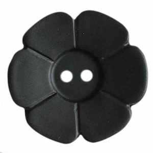 Black Plastic Flower Button 1-1/8" 28mm Sewing Jewelry Supply