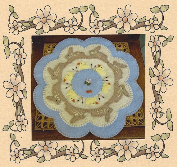 Spring Wool Felt Candle Mat Kit Pattern Wool Felt Floss Etsy