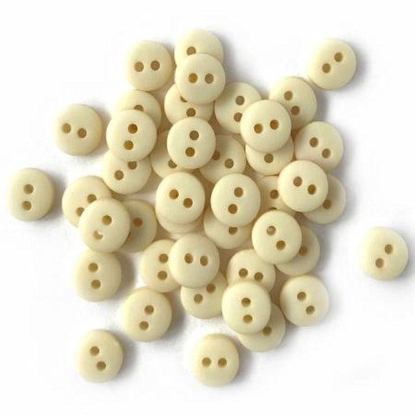 Tiny LInen Plastic Buttons 1/4" Dome Top Matte Finish Buttons Galore Pack of 35 Card Making Sewing Supply