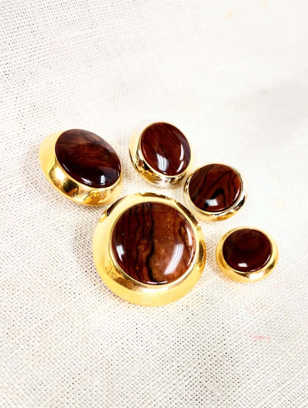 Shank Button Gold Rim Brown Gold Metal Rim Plastic Back Shank Buttons Aare Switzerland ...