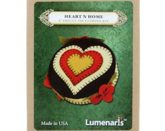 Heart N Home Pincushion 4"  Kit Pattern Wool Felt Floss by Luminaris