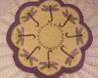 Dragonflies Wool Felt Candle Mat Kit Pattern Wool Felt Floss