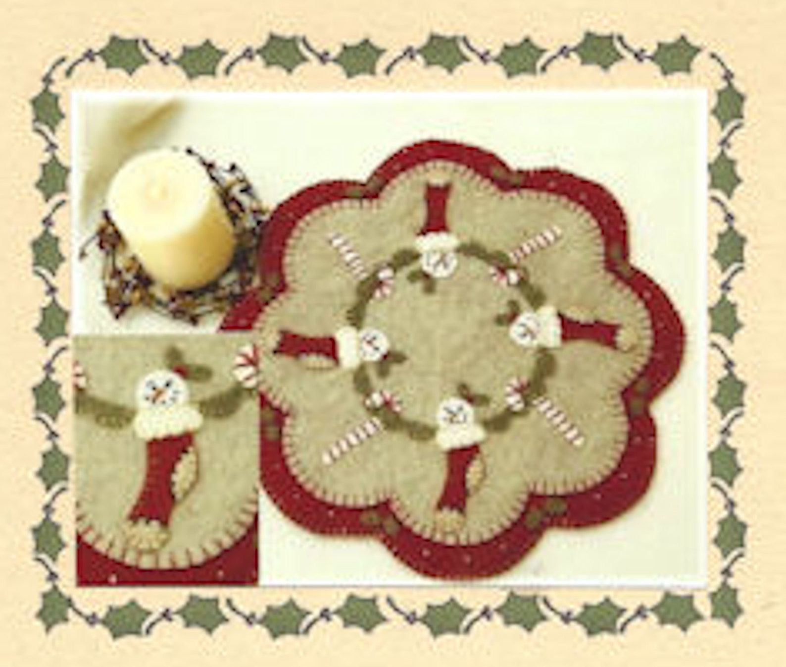 Christmas Stockings Wool Felt Candle Mat Kit Pattern Wool Felt Etsy