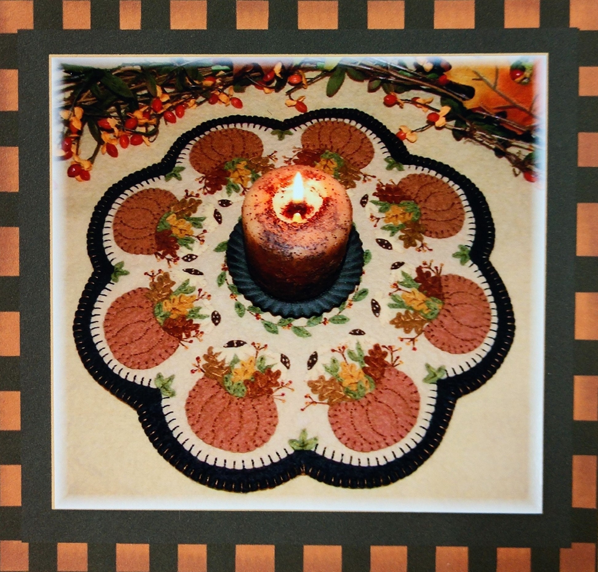 Falls Bounty Wool Felt Candle Mat Pattern Penny Lane Primitives - Etsy