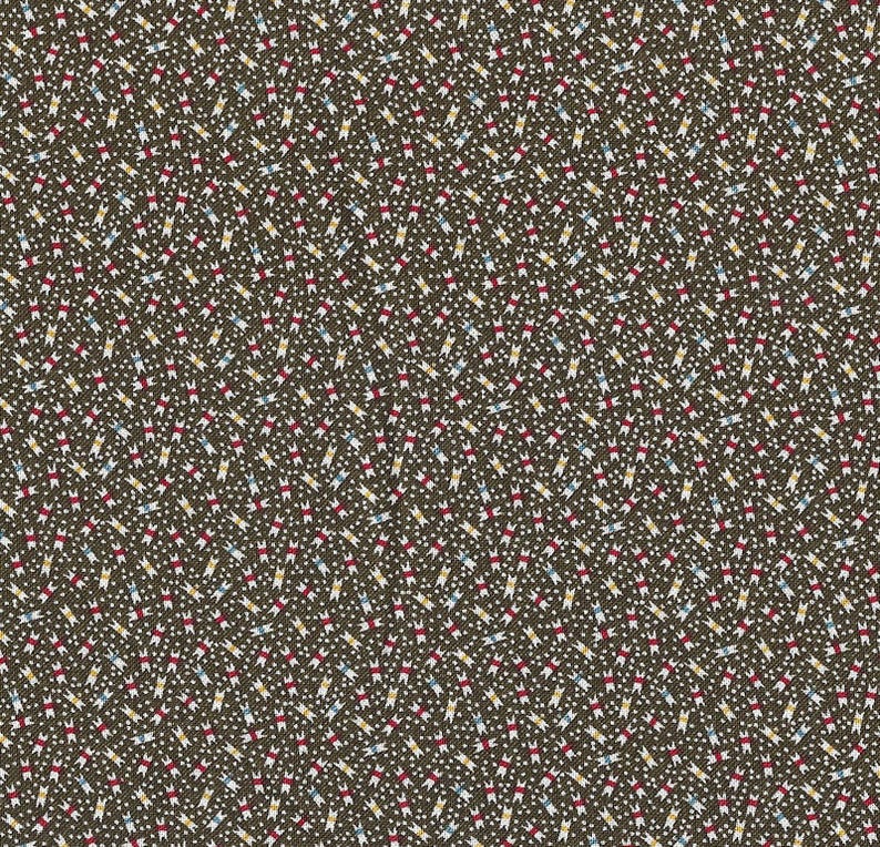 Dark Khaki Green Background Designer Virginia Robertson Five Yards Fabri Quilt Civil War Reproduction Pattern VR118