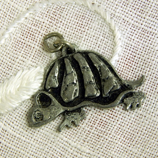 Vintage Metzke Pewter Turtle Pendant Jewelry Supply