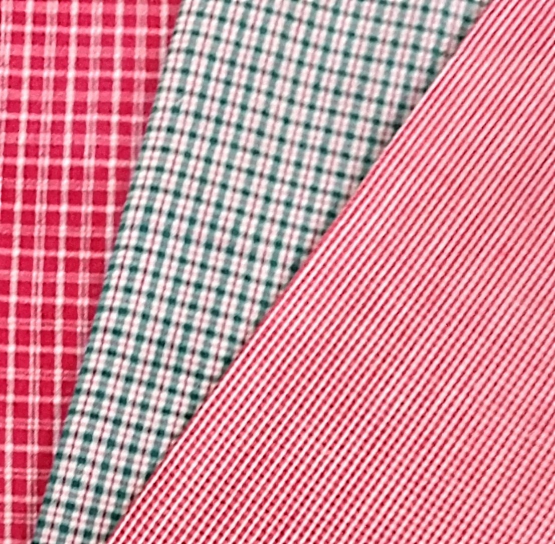 Red Green Check Homespun 100 Cotton Three Piece Bundle Sewing Craft