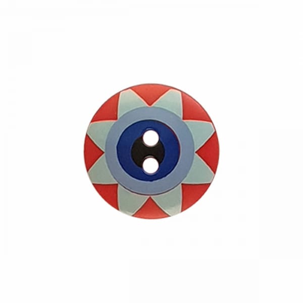 Kaffe Fassett Star Flower Red Blue Plastic Dill Button 20mm By the Button