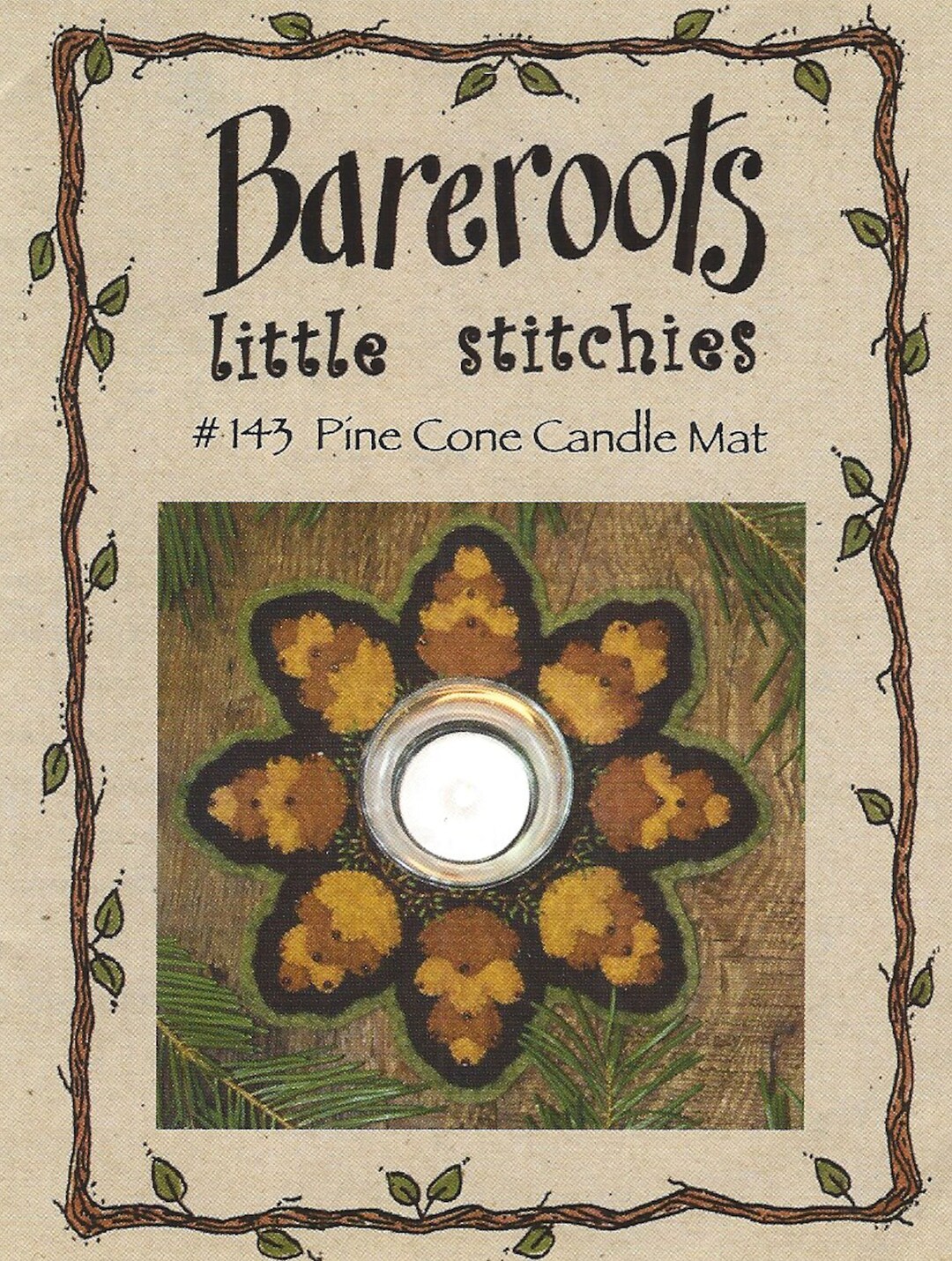Pine Cone Candle Mat Wool Applique Pattern Bareroots Little Stitches ...
