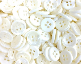 100 White Sew Thru Plastic Buttons 10mm 3/8"  Craft Scrapbooking Sewing Supply