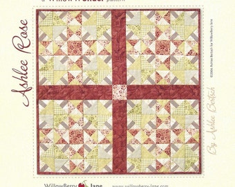 Willow Wonder Table Topper Quilt Pattern - Ashlee Rose - Designer Ashlee Bertsch for WillowBerry Lane - Size 22" x 22"