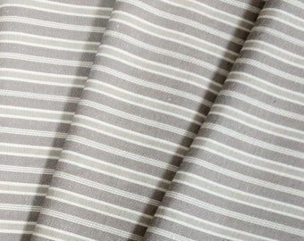 Gray Striped Cotton Fabric, French General Woven Material (22x36")