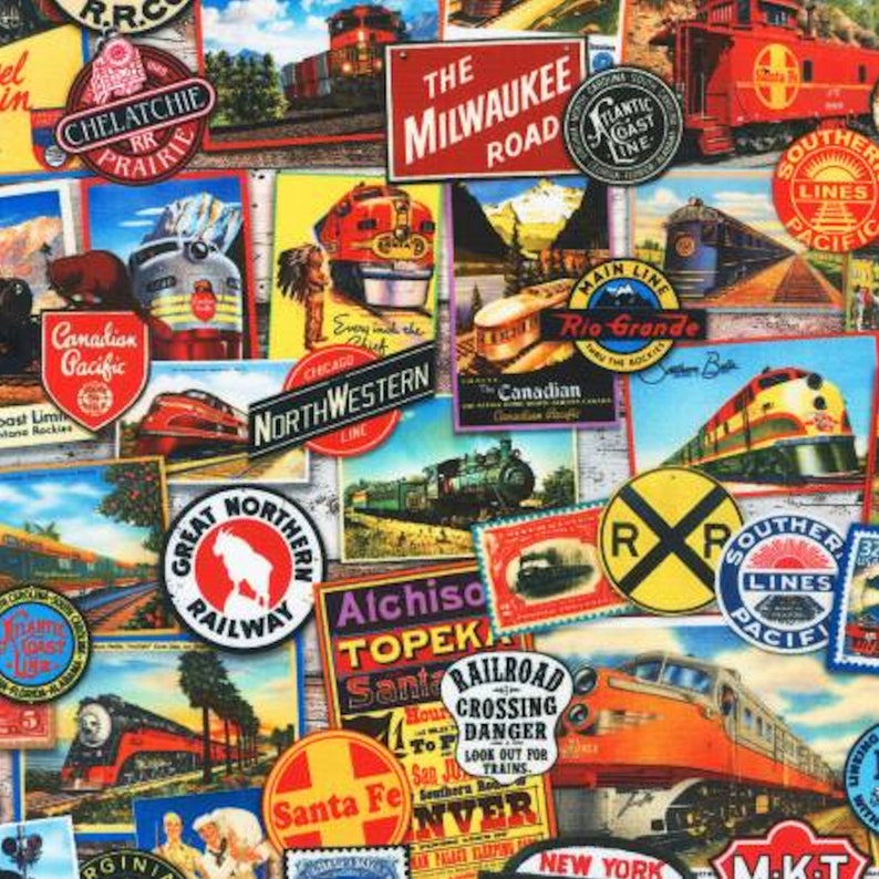 Railroad Quilting Fabric Robert Kaufman Library of Rarities Etsy
