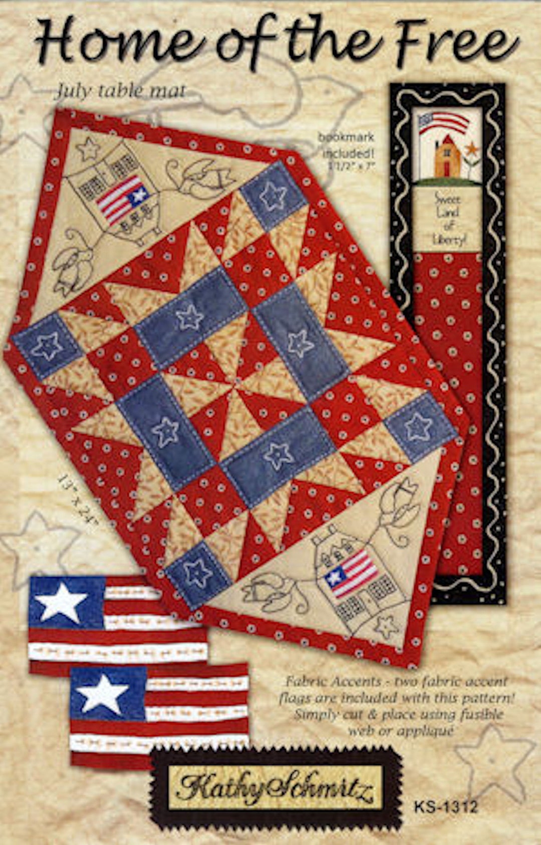 Home of the Free Kathy Schmitz Studio July Table Mat Embroidery ...