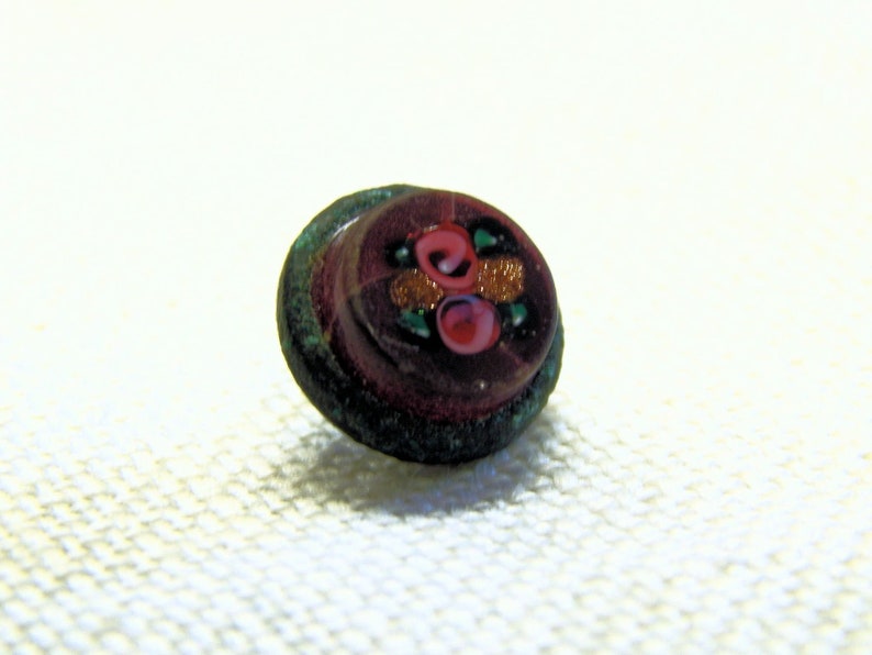38 9mm Pink Green Floral Weskit Waistcoat Button Sewing Costume Supply Collector Button