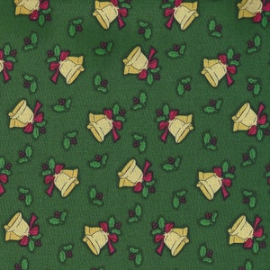 Christmas Bells Green Background Quilting Fabric CP30079 One and a Half Yards