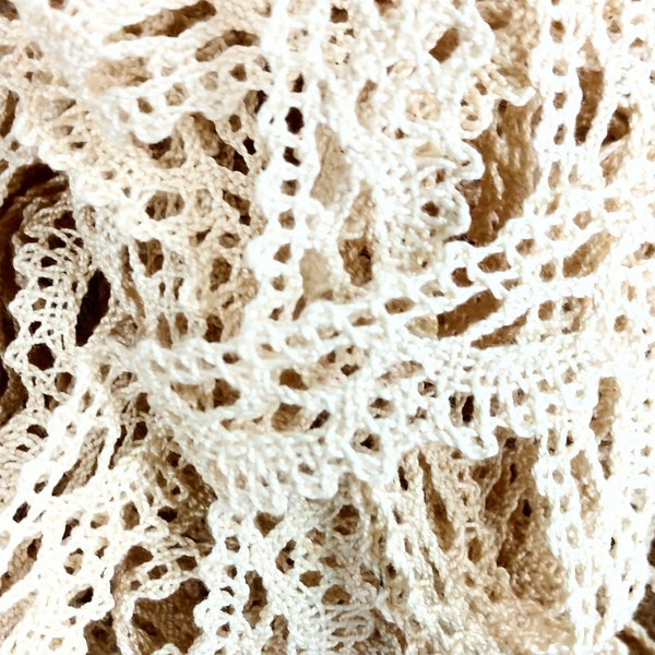 Vintage Ecru Lace Trim 3/4" 100% Cotton By the Yard