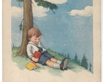 Vintage Comic Postcard - Boy Under Tree, Edward Gross Co
