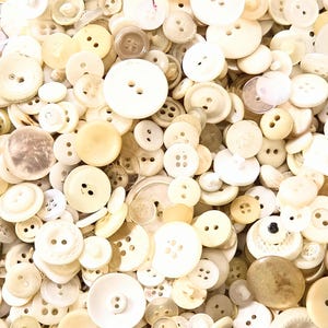 400+ Shabby Worn Cream & White Buttons – Mixed Sizes, Craft Supplies