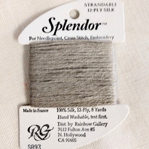 Taupe Splendor Rainbow Gallery 12-Ply Silk S893 Eight Yards Cross Stitch Needlepoint Supply By the Card