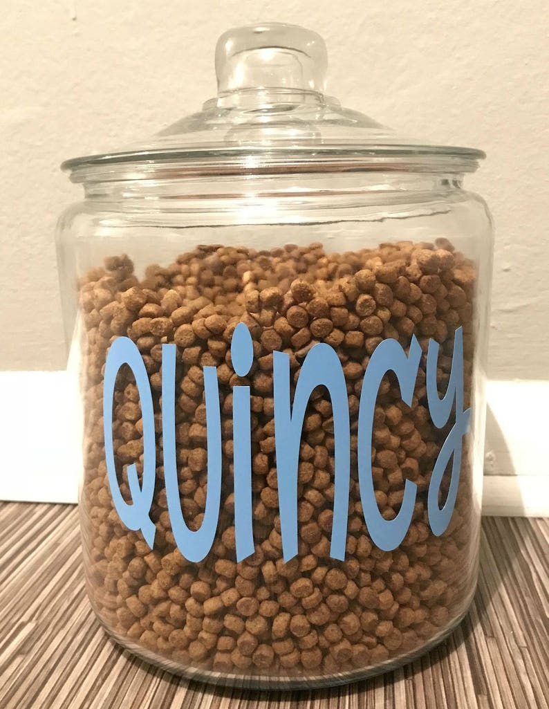 Personalized Pet Food Decals Monogrammed Cat Or Dog Container Decal Custom Storage Sticker Np1718