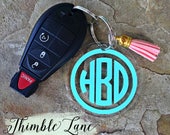 Monogram Key Chain, Custom Keychain, Preppy Monogram Keychain, Monogram Keychain with tassel, Personalized Keychain, Monogrammed Keychain