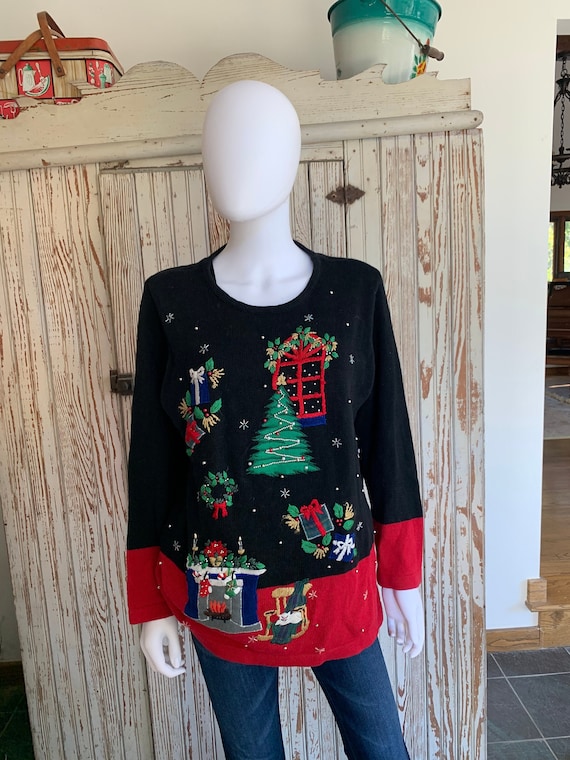 B.P. Design black and red Christmas sweater