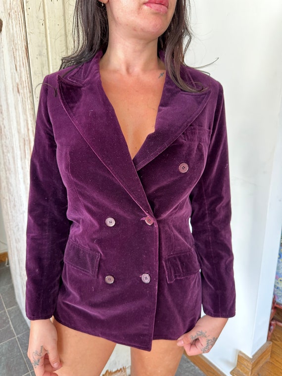 Givenchy designer vintage purple velvet blazer sz 